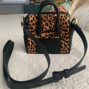 J Crew calf hair leopard/black crossbody purse
